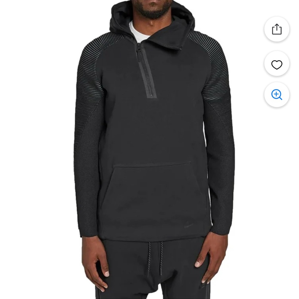 Nike Black Tech Fleece Asymmetrical zip pullover. Men’s medium